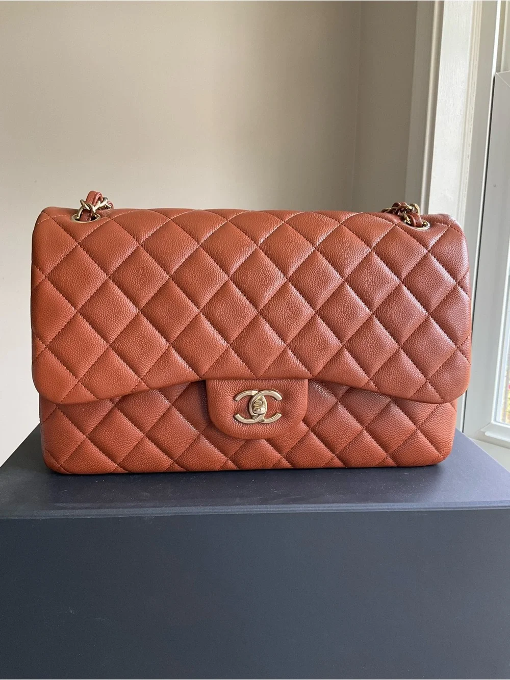Chanel Brown Caviar Jumbo Flap